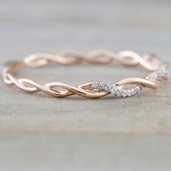 NEW 18K ROSE GOLD DIAMOND ETERNITY RING, CUTE RING, SHINY RING. - Picture 3 of 5